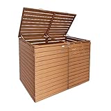 Endorphin® Mülltonnenbox 2er mit Gasdruckfeder | Mülltonnenbox 240l aus Holz | Box für Abfalltonnen in 2 Farben | Mülltonnenbox 2er 240l Mülltonnenbox Holz in Braun und Anthrazit (Braun)