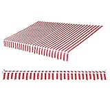 Einziehbar Terrasse Obere Abdeckung der Markise Ersatzstoff Draussen Sonnenschutztuch Zeltabdeckung 100% 280g Ployester Wetterresistent Sonnensegel überdachu(Size:13x8ft,Color:rote weiße Streifen)