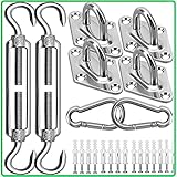 Sonnensegel Befestigung Set Sonnensegel Zubehör 304 Edelstahl Sonnensegel Befestigungsset sonnensegel Spanner Zubehör Montage Aufbau Set für Viereck und Dreieck Garten, Awnings Mounting Assembly Set