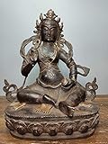 Buddha-Statue, 30,5 cm, Tibet, Buddhismus, alte Bronze, Zinnoberlack, Huang Caishen, Gelb des Reichtums, Buddha-Statue, sitzender Buddha