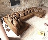 DELIFE Couch Clovis XL Braun Antik Optik Wohnlandschaft Modulsofa