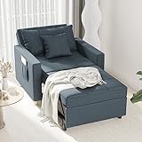 YODOLLA 192cm Schlafsessel, 3-in-1 Schlaferstuhl Ausziehbar Schlafstuhl Betten,Schlafsofa mit Seitentasche und Regulierbarer Rückenlehne für Erwachsene Sofa, Marineblau