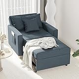 YODOLLA 192cm Schlafsessel, 3-in-1 Schlaferstuhl Ausziehbar Schlafstuhl Betten,Schlafsofa mit Seitentasche und Regulierbarer Rückenlehne für Erwachsene Sofa, Marineblau