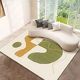 Bettvorleger Esszimmer Teppiche Wohnzimmer Teppich Salon Grün Abstraktes Geometrisches Muster Teppich Boden Schlafzimmer Teppich Wohnzimmer Esszimmer Schlafzimmer 120X160Cm Teppiche Geeignet Fü