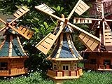 ÖLBAUM XL ÖLBAUM Windmühle MIT SOLAR-Beleuchtung WETTERFESTE Gartendeko für Sommer, windmühle für Garten, WMB85bl-MS KOMPLETT mit Licht SOLAR Beleuchtung, 0,85 m groß blau blaugrau