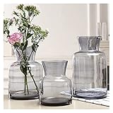 Vase 3pcs Ins Stil nordisch transparent kreatives trockenes Blumenzimmer Blume Blume Arrangement Glas Vase einfache Blütenschmuck Vase, Grau Blumenvase