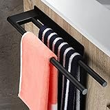 KROCEO Handtuchhalter Doppelt Selbstklebende Handtuchhalter Küche 304 Edelstahl badetuchhalter ohne Bohren 39CM, 2 Armig, Schwarz Matt