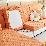 ZGDDPZA Sofa Sitzkissenbezug Stretch Sitzkissenschutz rutschfest Stoff Tartan Kissenbezüge Husse Überzug Bezug Für Sofa Sitzkissen (Orange,Chaise Seat)