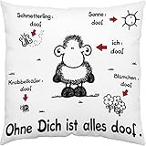 Sheepworld Kissen mit Motiv Ohne Dich ... | Zierkissen, Baumwolle, 40 cm x 40 cm, weiß | Kissen mit Spruch | 40157