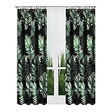 Flying Curtains Deko Vorhang für Wohnzimmer Schlafzimmer | Fenster-Gardine mit Kräuselband für Zimmer | Dekoration für Zimmer | Scheibengardinen | 145 x 250 cm | 1 Stück | Tropische Blätter