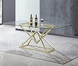 Bador Decoration Design Esstisch Daimond Edelstahl Glas Gold Esszimmertisch Küchentisch 160x90 cm