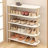 Schuhregal aus Holz,rustikales weißes hohes Schuhregal,schmaler Schuhaufbewahrungsorganisator,schlankes Schuhregal,vertikaler Schuhturm,bis zu 10–12 Paar,schnelle Montage,kein Werkzeug erforderlich