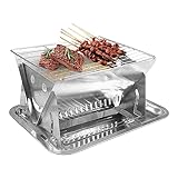 Tragbare Feuerstelle - Edelstahl Camping Smoker BBQ Grill | Multifunktionales Outdoor-Grillgerät mit Beinen für Picknick, Wandern, Reisen, Grillen, Camping Eastuy