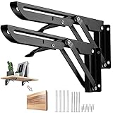 Barley Ears 2 Stück 250mm Klappkonsole Metall Schwerlast, Regalträger Schwarz Wandregal Wandhalterung Regalunterstützung Klammer Klappwinkel Tisch Klappregalhalterungen Tragkraft: 80kg