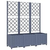 vidaXL Pflanzkübel mit Rankgitter Blumenkübel Pflanzkasten Blumentopf Blumenkasten Rankhilfe Spalier Gartenspalier Dunkelgrau 120x40x136cm PP