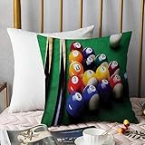 EKSED kissenbezüge 45x45cm,Billard-Pool-Kugeln Snooker,Deko Kissenbezug für Wohnzimmer Büro Garten Sofa, Polyester Zierkissenbezug mit unsichtbarem Reißverschluß
