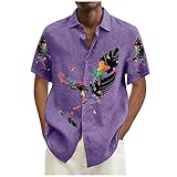 Herren Langarmhemd Kariertes Karierthemd Bügelleichte Slim-Fit Sommerhemd Herrenhemden Leinenhemd Sommershirt Elegantee Baumwolle Shirt for Männer Warme T-Shirt