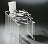 HOWE-Deko Hochwertiger Acryl-Glas Dreisatztisch, klar, 40 x 33 cm, H 35 cm und 35 x 33 cm, H 33 cm und 30 x 33 cm, H 30 cm, Acryl-Glas-Stärke 6 mm
