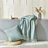 Weiche Überwurfdecken, gestrickte Decke mit Quaste, Sofabezug, Zuhause, Sofa, Handtuch, dekoratives Heimtextil, 130200 cm, Blau