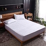 Extra Deep Quilted King Super Mattress Protector Absorbent Hotel Fitted Bed Cover Breathable Ultra Soft Topper Double,Large Grid White,35inchx79inchx12inch(1pcs)