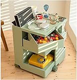 Rotierender Aufbewahrungs-Nachttisch Weiß, der Sich bewegen lässt, Nachttisch mit Riemenscheiben für Schlafzimmer, Nachttisch mit 4 Schubladen, kreativer Trolley-Spind (Größe: 43 * 42 * 52,5 cm,