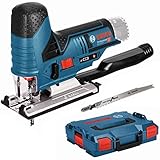 Bosch Professional 12V System Akku Stichsäge GST 12V-70 (2x Sägeblatt, Gleitschuh, Spanreißschutz, Schnitttiefe in Holz: 70 mm, ohne Akkus und Ladegerät, in L-BOXX)