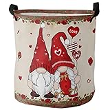 Wäschesammler Farmhouse Love'S Day Gnome Rose Rustikal Aus Holz Wäschesäcke Stylisch Wäschebox Mit Griff Kleider Tasche Für Bad Schlafzimmer Kleidung,40X50Cm