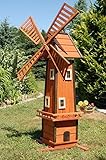 Windmühle, Turm, Windmühlenturm, Windmühlen, Holz, Garten, Deko, 1,55 m wahlweise mit Solar, Solarbeleuchtung:ohne Solarbeleuchtung