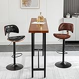 Barhocker, verstellbare Stühle, um 360° drehbare Barhocker, Moderne Empfangshocker mit Rückenlehne, PU-Sitzkissen und Fußstütze, Sitzhöhe 60–80 cm (Farbe: Braun) (Braun)
