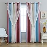 Anytime Stern-Vorhänge für Mädchenzimmer, verdunkelnde Kindervorhänge, rosa Vorhänge für Fenster (lila, 1 Panel, B 132 x L 240 cm)