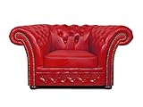 Chesterfield Sessel Winfield Basic Luxus Leder | 2 bis 4 Wochen Lieferzeit (Rot)