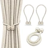 Hedallo Magnetische Vorhang Raffhalter, 2Pack Kreativ Vorhang Clips und Magnet Raffhalter, dekorative Vorhang Raffhalter für Zuhause, Büro, Hotel Fenster Dekoration, hübsch und Mode（Beige）