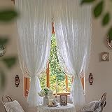 Kurzer Vorhang für die Küche, durchsichtige Voile-Vorhänge, Fenstervolant, 1 Stück Spitzenstoff– leicht, luftig und atmungsaktiv– für kleine Fenster, Mädchenzimmer, Esszimmervorhänge, 145*180cm