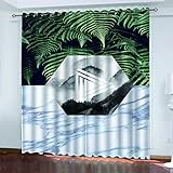 REPWEY Verdunkelungsvorhang Kinderzimmer Vorhänge Blickdicht 280X260cm (BxH) Gardinen Mit Ösen 2Er Set, 3D Grünes Gras Kreativ Muster Thermovorhang Für Schlafzimmer Küche Fensterdekoration