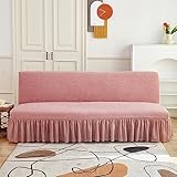 YSLLIOM Armless Sofa Cover All-Inclusive-Universal Sleeve Stretch Sofa Freigabe Full Cover Folding Sofa-Bett-Abdeckung (Rosa,190-210cm)