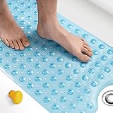 HITSLAM Badewannenmatte rutschfest, 100 x 40cm Extra Lange Antirutschmatte Badewanne, Duschmatte rutschfest BPA Frei, Schimmelresistent & Maschinenwaschbar Badematte, Blau