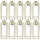 Futchoy 10 Stück Hochzeit Blumenständer aus Metall Gold Ständer Requisite, Abnehmbarer Blumenständer, Säulenständer aus geometrischen Vasen für Hochzeit Party