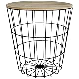 TW24 Beistelltisch Drahtkorb Metall mit Farbwahl Wohnzimmertisch Metallkorb Nachttisch (Schwarz)