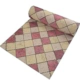DecoHomeTextil Badematte Bodenbelag Duschvorleger - Karo Rot Beige Eckig 65 x 130 cm - Weichschaum Bodenmatte Badteppich Antirutsch Vorleger Matte