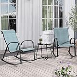 Grand patio Textilene Schaukelstühl Set, Schaukelliege Bistro Sets mit 2 Armlehnensessel und 1 Beistelltisch, Witterungsbeständig, Gartenmöbel Gesprächs Set für Veranda, Garten, Pool (Blau 3PCS)