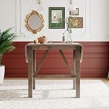 Merax Bartisch ausziehbares, Massivholz Esstisch, Stehtisch aus massivem Gummiholz, Tresentisch für Esszimmer, Wohnzimmer und kleine Plätze, Landhausstil, Braun, 150 x 60.5 x 90cm