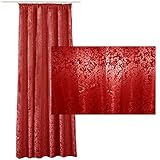 JEMIDI Vorhang Blickdicht 140x245cm - Gardine mit Kräuselband Universalband - 100% Polyester Schal lang für Wohnzimmer Schlafzimmer - rot schimmernd