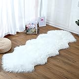 DAOXU Kunstfell Pelz Stuhl, Sitz Pad Shaggy Bereich Teppiche für Schlafzimmer Sofa Boden Home Decorator Teppiche Spielen Teppich Matte Teppich (Weiß, 60 x 160 cm)