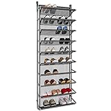 TZAMLI Schuhregal über der Tür mit 10 Ebenen, Hängend Schuhschrank Schuhablage Metall Schuh-Organizer für Speisekammer (Grau, 55 x 19,5 x 159cm)