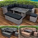 BRAST Gartenmöbel Set Holidays | bis zu 9 Personen viele Farben | incl. extra Dicke Kissen | Outdoor Loungemöbel Sitzgruppe Essgruppe Garnitur | Grau/Anthrazit