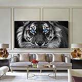 BIEMBI Abstraktes Tier, schwarz-weißer Tiger, Wandkunst, Leinwandgemälde, HD-Druck, Poster, Panel, Kunstwerk, Schlafzimmer, Wohnzimmer, Heimdekoration, 70 x 140 cm, Rahmen