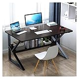 Computertisch 120 cm Pc. Schreibtisch-Laptop-Schreibentisch-Studientisch mit Lagerregalen Große Holz Büro-Laptop-Workstation Home Gaming-Schreibtisch, robuster Metallrahmen Schreibtisch (Color : Blac