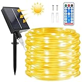 Micacorn Solar Lichtschlauch Lichterkette, Wasserdichte Lichtschlauch 22 Meter 8 Modi 200 LED Solar Lichterkette Aussen mit Fernbedienung für Schwimmbad Hochzeit Weihnachten Party Dekorationen