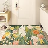 Badezimmerteppich Tulpe Badematte rutschfest,Weiche Badteppich,Badvorleger Duschvorleger,Teppich Badezimmer Waschbar,Bad Teppich Flauschig 50×80cm