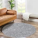 carpet city Shaggy Hochflor Teppich - Rund 160 cm - Grau - Langflor Wohnzimmerteppich - Einfarbig Uni Modern - Flauschig-Weiche Teppiche Schlafzimmer Deko